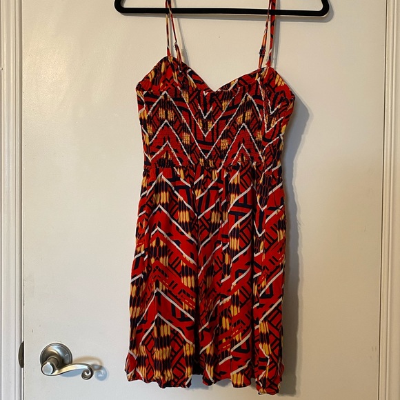 Red Streetwear Society Geometric Print Dress - Picture 2 of 3